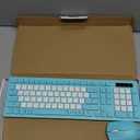 Wireless Keyboard and Mouse Combo, Full-Sized Quiet Wireless Keyboard and Adjustable DPI Mouse, 2.4GHz USB Receiver, Keyboard and Mouse for PC, Windows, Desktop, Laptop (Tiffany Blue and White-B)
