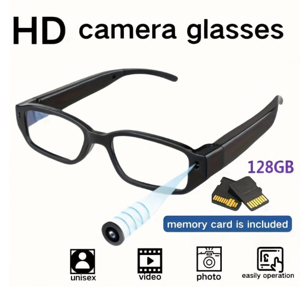1pc Smart Glasses, 1080P HD Video Glasses, Outdoor Sports Camera Glasses, Portable Photo Glasses, Suitable For Riding, Meeting Recording, Etc., With 128GB Memory Card
