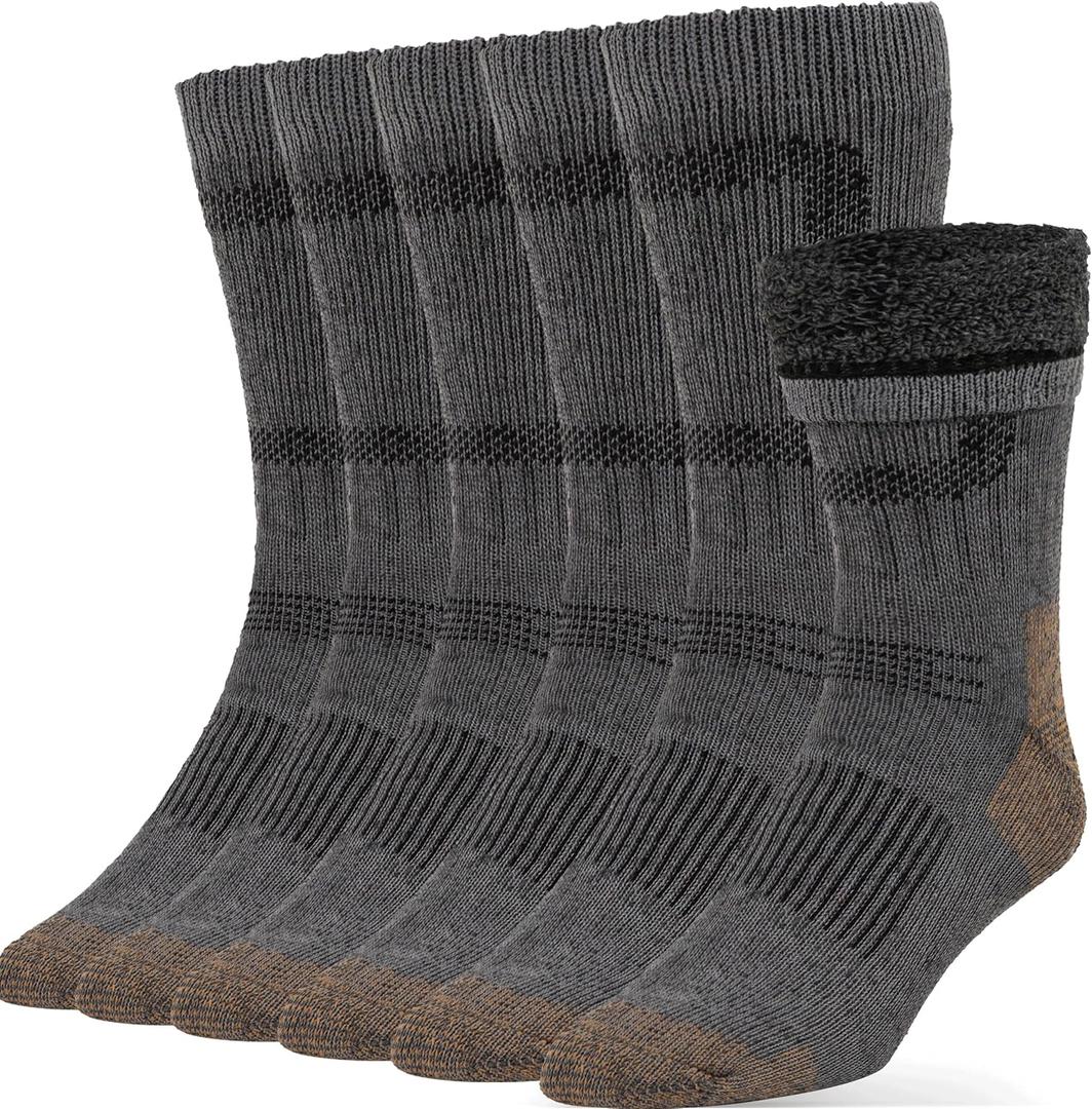 Alvada Merino Wool Hiking Socks Thermal Warm Crew Winter Boot Sock For Men & Women 3 Pairs (Medium-Large, U14-charcoal-coffee (3 Pairs))