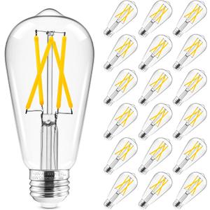 Hizashi Led Edison Bulbs Dimmable, 6W Equivalent 60W, 3000k Soft White, Vintage E26 Base Light Bulbs, 700LM, UL Listed, High CRI 95+ Eye Protection, Clear Glass, Pack of 18