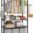 SONGMICS Heavy-Duty Rolling Clothes Rack, Garment Rack, Portable Closet on Wheels, with Adjustable Mesh Shelves and Hanging Rails, Hooks, 15.8 x 35.4 x 78.3 Inches, Ink Black ULGR418BH01