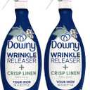 Downy Wrinkle Releaser Spray, All In One Formula, Removes Wrinkles, Static and Odor Eliminator, Crisp Linen Scent, 33.8 Fl Oz, Pack of 2