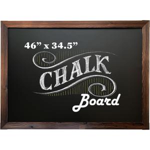 Loddie Doddie Magnetic Chalkboard - 46 in x 34.5 in, Rustic Wood Frame - Menu Board for Kitchen & Magnet Display - Mounting Hardware & Hanging Chalkboard - Meal Planning Chalk Calendar Board for Wall