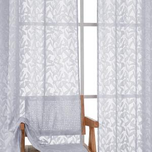 Chyhomenyc Light Grey Sheer Curtains 84 Inches Long 2 Panels Set, Elegant Light Filtering Soft Leaf Sheer Curtains for Living Room Bedroom, 42Wx84L Inches, 2 Panels