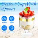 Yinder 200 Pcs Mini Dessert Cups with Spoons Include 100 Disposable Plastic Mousse Cups 100 Tasting Spoons Clear Plastic Parfait Glasses Dessert Bowls for Wedding Party(5 Oz,Gold)