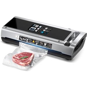 90KPa Powerful Vacuum Sealer Machine for Food Storage, Portable & Vertical Design, One-Touch Open Lid, Detachable for Easy Cleaning, Compatible with Freezer Bags, Silver