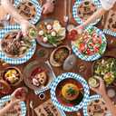 161 Oktoberfest Party Supplies Dinnerware Set - Bavarian German Design with Plates Cutlery Cups & Tablecloth-Blue Diamond Themed Decor for 20 Guests Perfect for Beer Festival, Oktoberfest Celebration