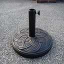 Oakland Living Round 33 lb Concrete Patio Umbrella Stand, Antique Black and Bronze,4235-US33-AB