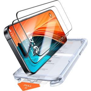TORRAS Military-Grade Shatterproof for iPhone 16 Pro Max Screen Protector [9H+ Aerospace Tempered Glass One-Step Installation] Full Coverage Fit Bubble Free Top-Notch Protection, 2 Pack, GlassGo X