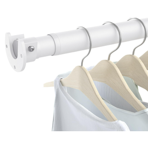 Closet Rods for Hanging Clothes, 17 to 84 Inch Heavy Duty Stepless Adjustable Closet Hanging Rod, 1.3 Inch Diameter Metal Closet Rod for Wardrobes Laundry Bedroom RV, White