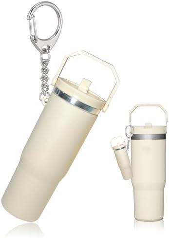 LAEKOU Mini Cup Keychain Compatible with Stanley Cup, Cute Tumbler Chapstick Holder Key Chain for Purse Bag Backpack 3 PACK