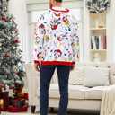 Disney Mickey and Friends Family Matching Christmas Hooded Sweatshirt Casual Mickey Snow Pattern Long Sleeve Pullover Hoodies (White, L)