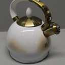 SUSTEAS Stove Top Whistling Tea Kettle - Food Grade Stainless Steel Teakettle Teapot with Cool Touch Ergonomic Handle, With 1 Silicone Pinch Mitt Included, 2.64 Quart(WHITE)