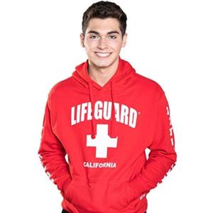 LIFEGUARD Officially Licensed Guys California Printed Pullover Hoodie | Mens Hooded Sweatshirt (Medium, Red)