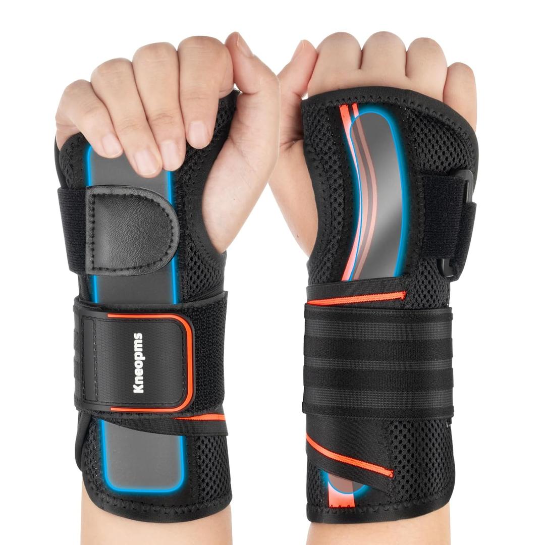Carpal Tunnel Wrist Brace Night Support Fit Right Hand for Work, Pain Relief Wrist Splint for Tendonitis, Sprain, Strain, Rigid Hand Brace for Arthritis for Women and Men (Black, S/M, Right Hand)