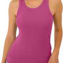 GKBK Womens Tank Tops High Neck Sleeveless Ribbed Tank Casual Basic Thick Strap Slim Fitted Racerback Shirts (L)