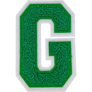 1 PCS 4.0" Green Chenille Letter Patches, Iron on Patches for Hats Clothes Bags Backpacks Jeans, Initial Large Varsity Letters,DIY Accessories (Letter G)