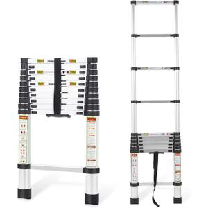 RIKADE Telescopic Ladder, 10.5 ft Aluminum Telescoping Ladder with Non-Slip Feet, Portable Extension Ladder for Household and Outdoor Working, 330 lb Capacity