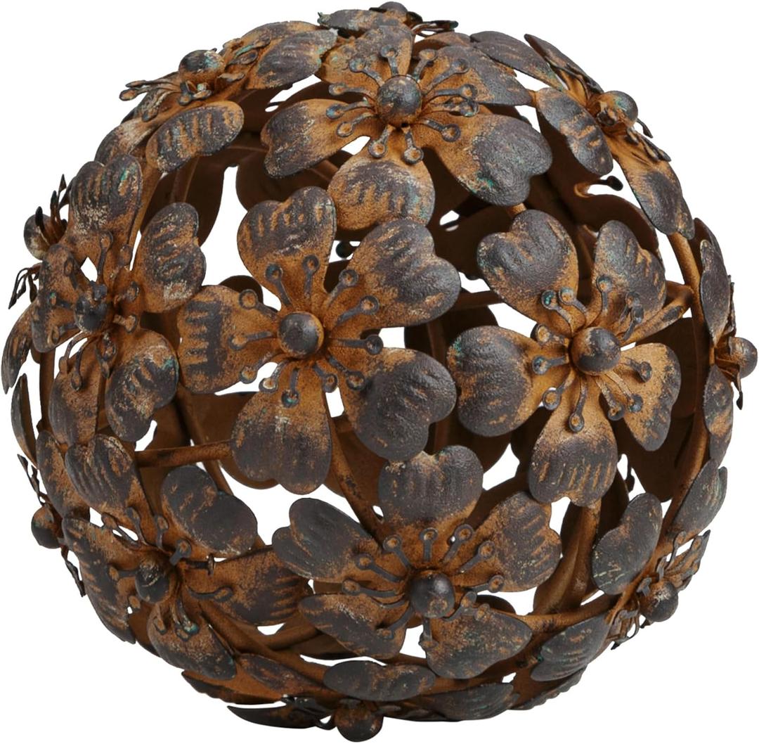 Everydecor Metal Decorative Sphere for Home Decor - Decorative Balls for Shelves, Centerpiece Bowls, Bookshelf - Decoration Orbs Accents for Living Room, Bedroom - Antique Brown Shelf Spheres (4 Inch)