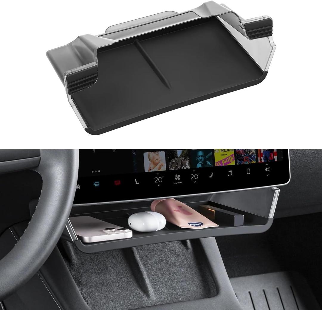 HUZ Tesla Model Y Accessories 2020–2024 & Model 3 Accessories 2017–2023 Under Screen Storage Organizer Tray – Center Console Interior Storage Box (Classic Model, Not for Highland or Juniper)