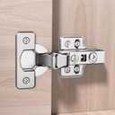 4pcs Professional Grade Inset Soft Close Cabinet Hinges Frameless Concealed Cabinet Door Hinges European Soft Closing Four-Hole Mounting Plate Hinges Nickel Plated Finish (2 Pairs)