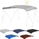 Bimini Top Replacement Canvas with Light Hole for Boat, 4 Bow 8L 91-96W Bimini Top Cover with Storage Boot, 900D Heavy Duty Waterproof Marine Polyester, Without Frame, Gray