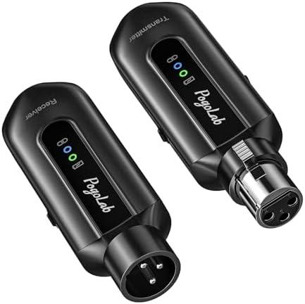 POGOLAB Wireless Microphone Transmitter Receiver 2.4Ghz, XLR Microphone Wireless System, Rechargeable Wireless Mic Adapter for Audio Mixer, Dynamic Mic, 48V Phantom Power for Condenser Mic