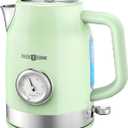 Retro Electric Kettle, PARIS RHNE 1.7L Hot Tea Kettle with Thermometer, 1500W Fast Heating, Cordless Design, LED Indicator, Auto Shut-Off & Boil Dry Protection