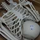 JOYIN 5 FT Halloween Posable Skeleton Life Size, Full Body Moveable Joints Pirate Skeleton with Eye Patch & Bandana, Halloween Decoration Outdoor Skeletons for Haunted House, Spooky Scene Theme Party