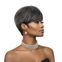 Pixie Cut Wig Short Wigs for Black Women Black Mixed Grey Curly Wig with Bangs Afro Wigs for Black Women Natural Wavy Synthetic Wigs for Women (Black Mixed Grey)