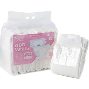 CutiePlusU Disposable Adult Diaper Heavy Absorption Dry Surface All Night- White 10 Pieces (Medium 28"-38")