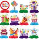 Birthday Party Decorations Supplies, TONGQI 12 Pcs Colorful Themed Happy Birthday Decoration Set with Honeycomb Centerpiece for Party Decor