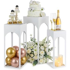 NUPTIO White Pedestal Stand for Party, Heavy Duty, 29.5"/25.6"/21.7" Tall