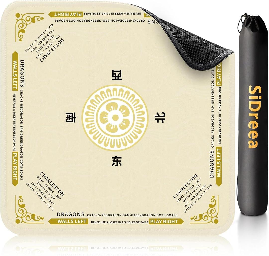 Mahjong Mat, 32.4x32.4 Inch Noise Reduction Anti-Slip Mahjong Mat for Table, Mahjong Table Mat for Poker, Card, Board Games Table Mat, Tile Games, Dominoes (Champ)
