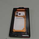 OATSBASF 9 Case for iPhone 17 Pro Bumper Case Metal, Aluminum Frame Slim Fit No Back Design, Compatible with MagSafe, Shockproof Protection, Minimalist Frameless Phone Case, Orange (Orange-Camera stand)