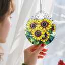 2 x Stained Glass Ornament, Christmas Ornaments for Tree, Hanging Ornaments for Home Decor & Christmas Tree Decorations  Exquisite Holiday Ornament, Gifts & Holiday Present (Sunflowers)
