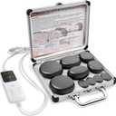 AICNLY 10 Pcs Basalt Hot Stones Massage Set with Temperature Adjustment-Hot Stones Massage with Warmer Kit, Professional Massage Tool for Spa-Lymphatic Drainage, Relieve Tension and Muscle Pain