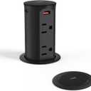 Jgstkcity Pop Up Power Outlet for Countertops & Desks, 2.5-Inch Hole Flush, Mount, 20W USB-C, 4 USB Ports, 4 Tamper-Resistant 15A Outlets - Space-Saving Recessed Design, 1875W, ETL Listed