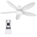 42 Inch Ceiling Fan with Lights and Remote Control, Quiet Modern Low Profile Fan Light with 6 Speeds, Dimmable LED, Reversible Blades for Bedroom Living Room Indoor/Outdoor, White