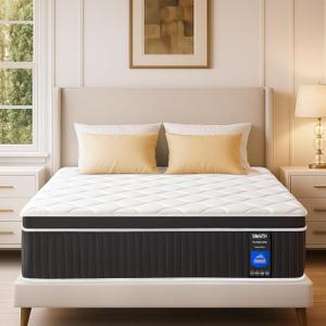 14 Inch Queen Mattress, Upgrade Strengthen Queen Size Hybrid Mattresses in a Box, Gel Memory Foam Queen Mattress with Motion Isolation & Pressure Relief, Strong Edge Support, Medium Firm