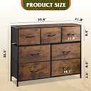 WLIVE 7 Drawer Dresser TV Stand, Entertainment Center, Media Console Table with Metal Frame and Wood Top for TV up to 45 inch, Chest of Drawers for Bedroom, Living Room, Rustic Brown Wood Grain Print, 11.8"D x 39.4"W x 30.5"H