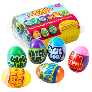 JOYIN 6pcs Prefilled Easter Eggs with Toys, Plastic Eggs with Science Experiment, Basket Stuffers for Boys & Girls, Easter Theme Party Favors