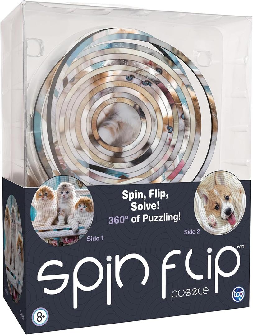 Spin Flip Puzzle - Puppies & Kittens - Spin it, Flip it, Solve it! for Those who Love Brain teasers! Adult Fidget Toy. Great Gift for Mom, Dad, Teens, Men and Women
