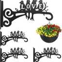 4-Pack Aesthetic Plant Hangers Outdoor and Indoor  10 Inch Metal Hanging Plant Bracket with Beautiful Bird Pattern  Anti Rust Plant Hooks for Hanging Baskets, Bird Feeder, Windchime, Lantern