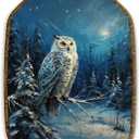 Yjeslw Vintage Winter Owl Octagon Wall Art Decor, Rustic Forest Owl Framed Canvas Prints, Cottagecore Farmhouse Snowy Bird Wall Hanging Decorations for Home Bedroom Living Room Decor, 10.2x7 Inches