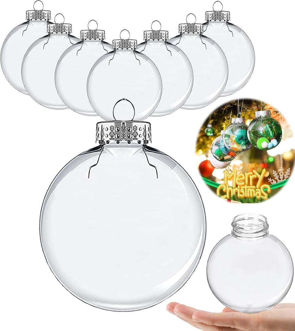 Clear Christmas Ornaments Balls, Clear Plastic Ornaments, Clear Ornaments for DIY Crafts - 12PCS(3.15'')