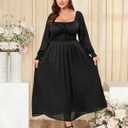 EYWOL Womens Plus Size Formal Wedding Guest Dress,Long Sleeve Elegant Flowy Spring Dresses Maxi Dress for Cocktail Party Prom (Black, XXL)