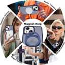 Compatible with iPhone 13/14 Case with 360° Rotatable Magnetic Ring Stand [Compatible with Mag-Safe] Translucent Shockproof Protective Phone Case for Women Men, Deep Blue
