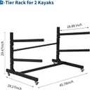 Freestanding Kayak Storage Rack with Wheels, Adjustable Kayak Racks for Garage and Outdoor, Heavy Duty Kayak Stands for Canoes, Kayaks, SUP and Surfboards, 2 Levels