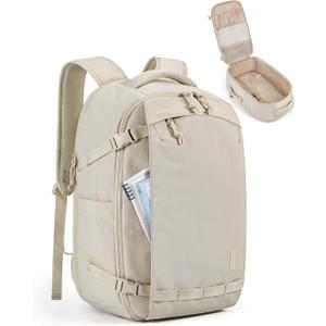 BAGSMART Blast Travel Backpack, 17.3 Inch Carry On Backpack Flight Approved, TSA Approved Personal Item Travel Bag, Water Resistant Weekender Bag Luggage Daypack, Beige